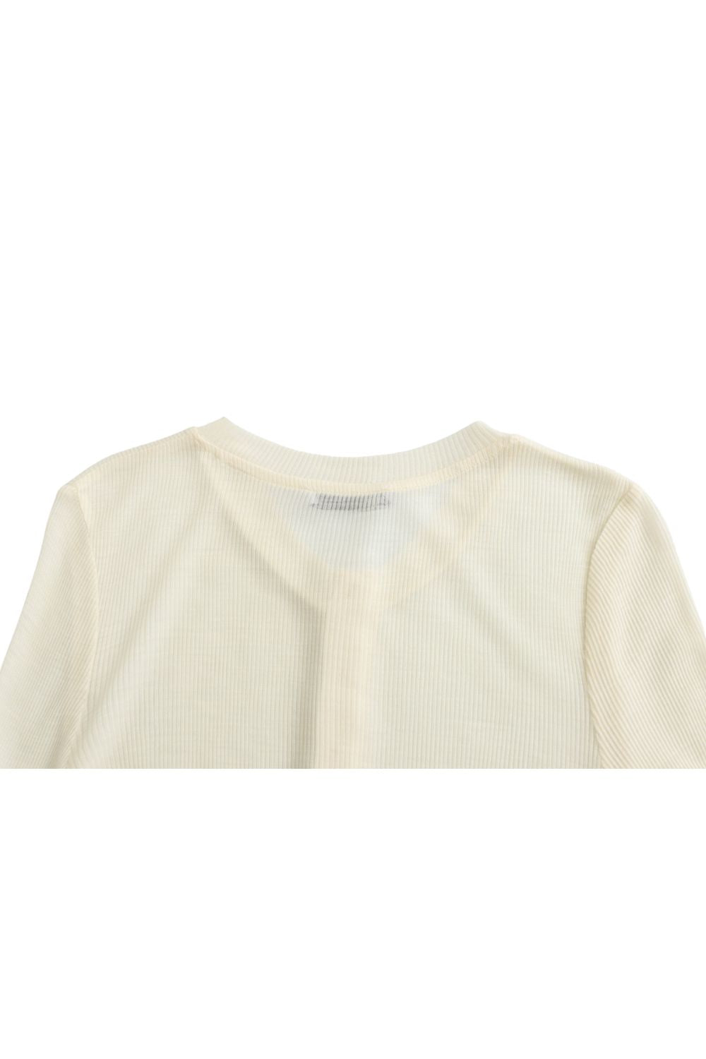 'Khristina' Semi-Sheer Ribbed Bamboo Blend Knit Top