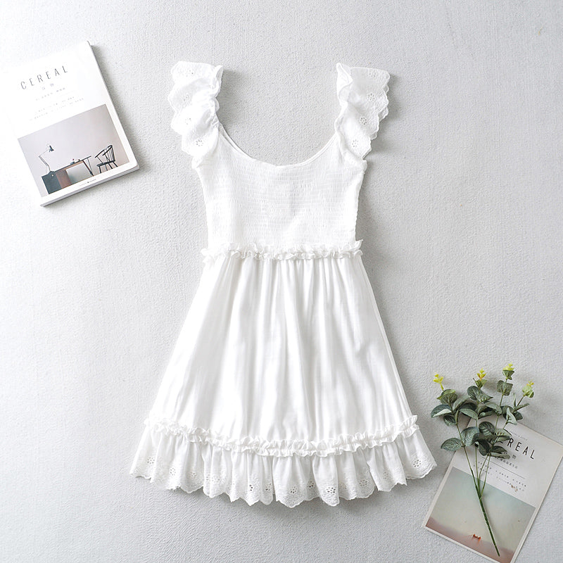 'Cynthia' Sleeveless Smocked Eyelet Embroidery Dress