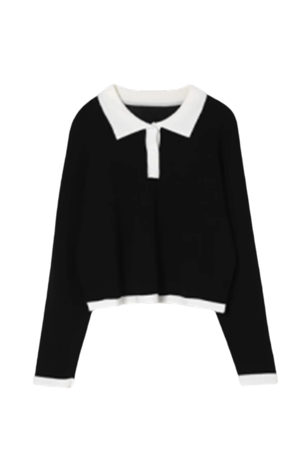 'Denise' Collared Long-Sleeve Knitted T-shirt (2 Colors)