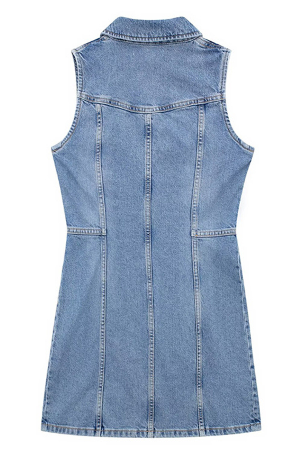 'Joelle' Sleeveless Collared Denim Short Dress