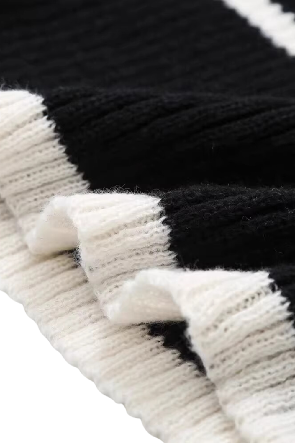 'Bella' Mock Neck Striped Knitted Sweater