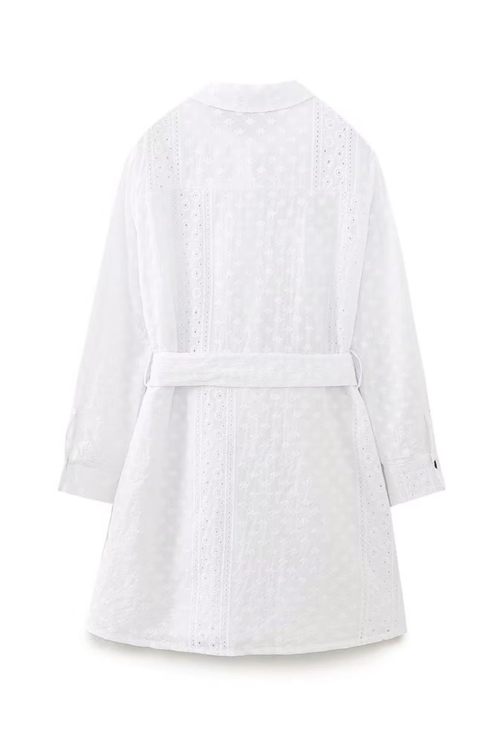 'Wynonna' Collared Embroidery Belted Short Dress