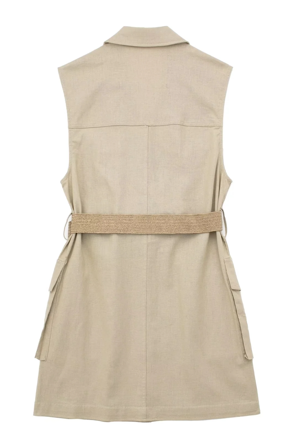 'Kelly' Sleeveless Collared Belted Short Dress