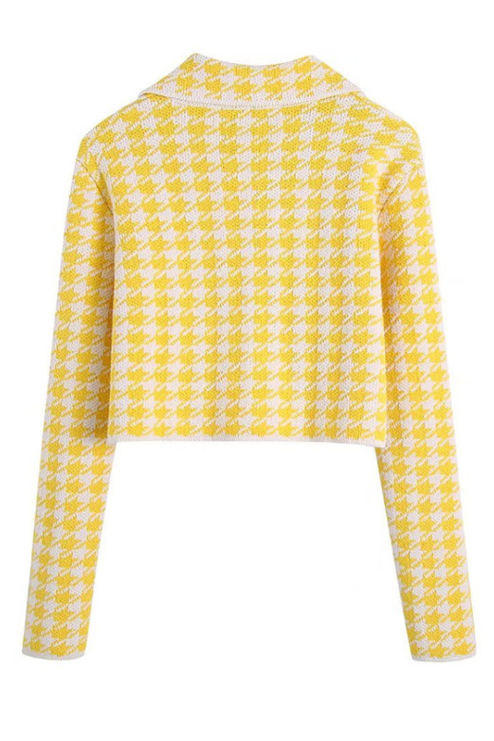 'Brenda' Houndstooth Short Knit Cardigan Jacket