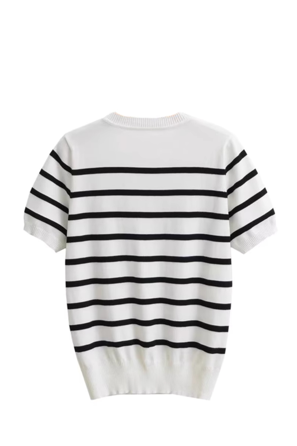 'Addie' Striped Short-Sleeved Knitted Sweater