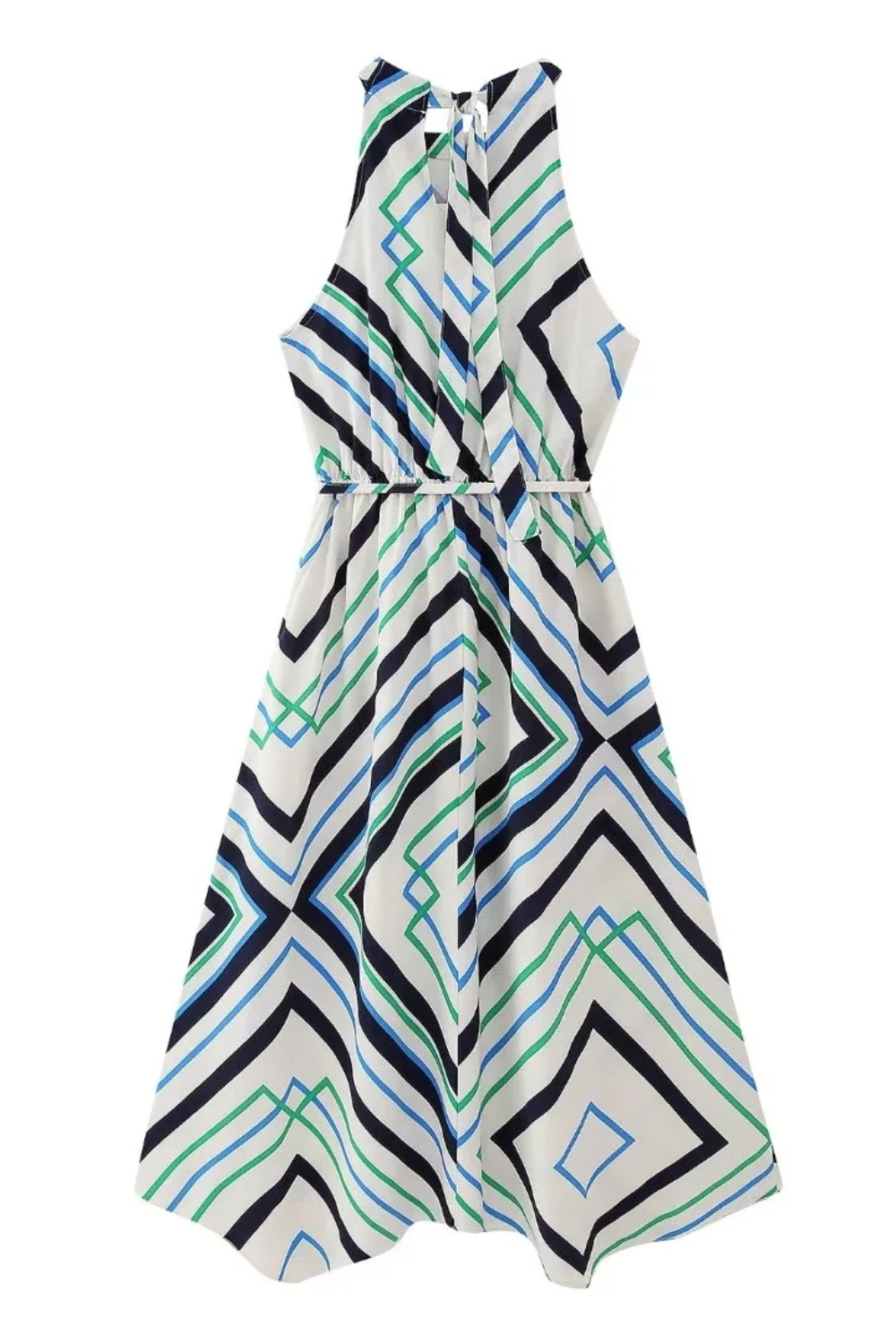 'Penny' Sleeveless Halter-Neck Printed Dress
