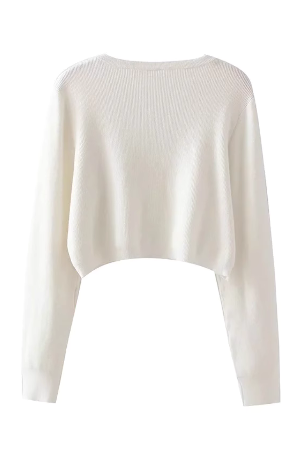 'Sophia' Round-Neck Knitted Cropped Sweater
