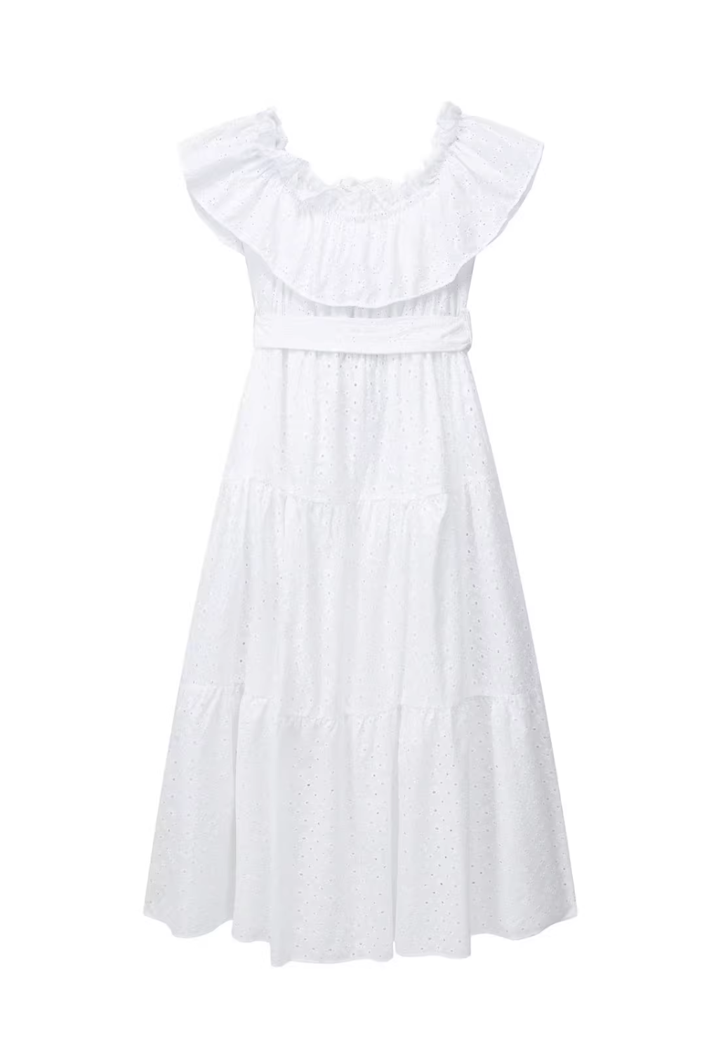 'Carolyn' Embroidery Tiered Midi Dress