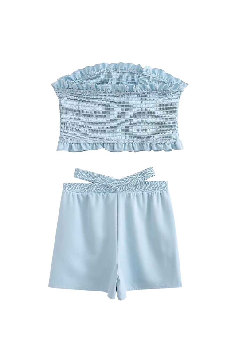 'Anita' Ruched Tube Top & High Waist Shorts Set