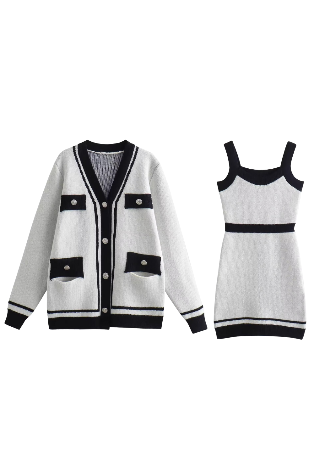 'Doreen' Knitted Cardigan & Sleeveless Dress Set (2 Colors)