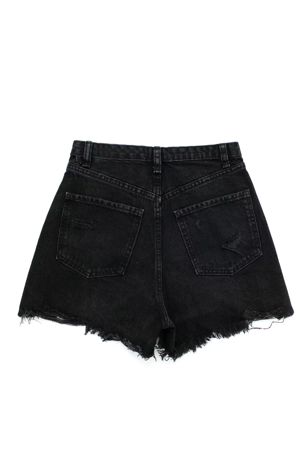'Thea' High-Waist Ripped Denim Shorts
