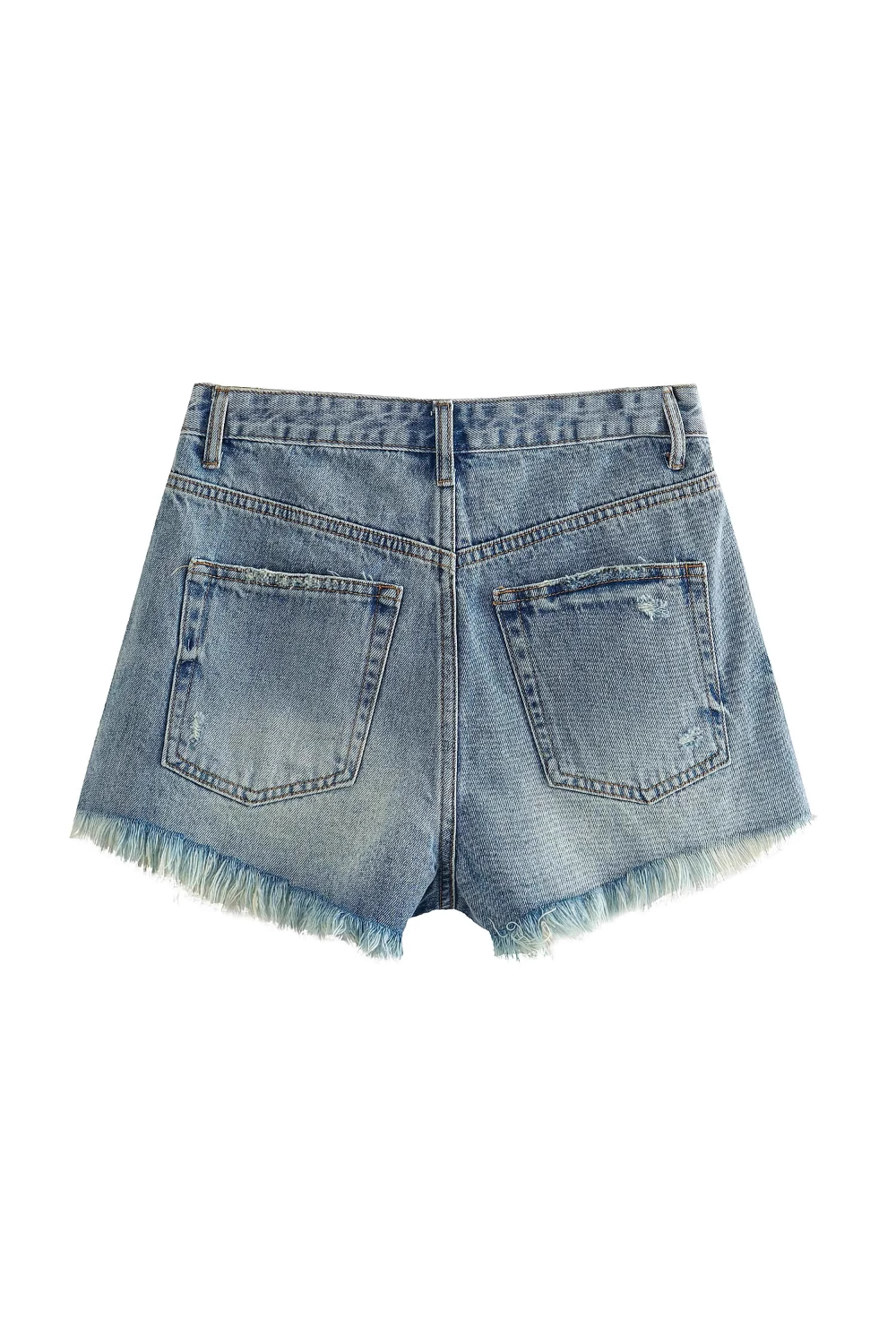 'Lorraine' Washed Denim Frayed Shorts (3 Colors)