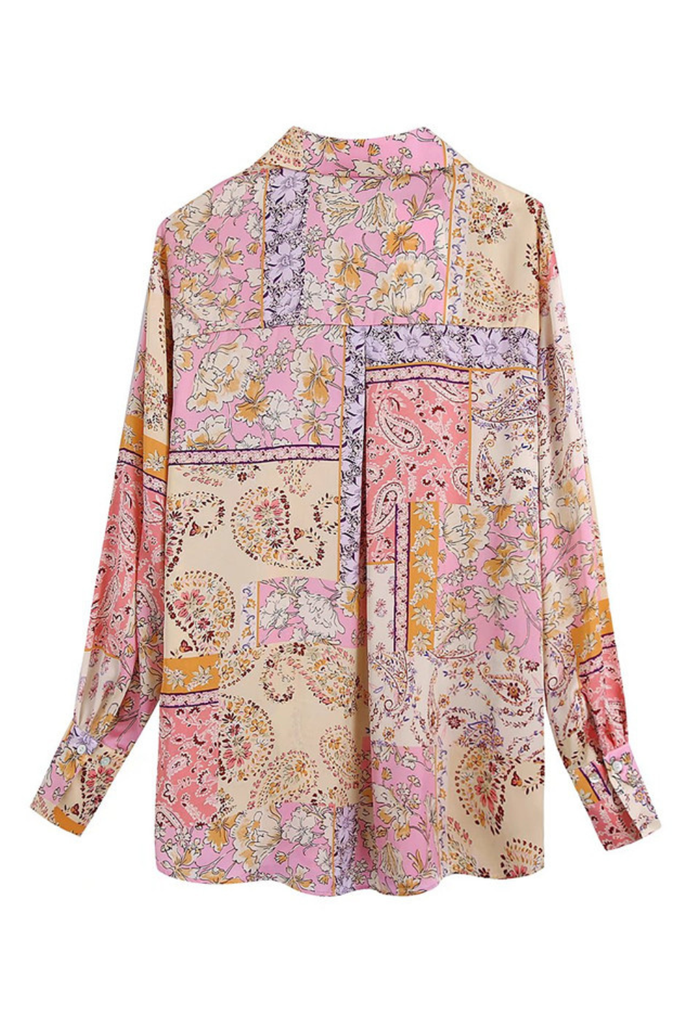 'Evelynn' Collared Satin Paisley Pattern Shirt