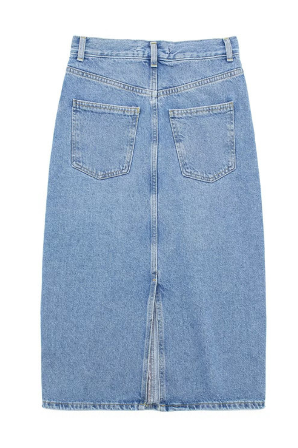'Rebecca High Waist Back Slit Denim Skirt