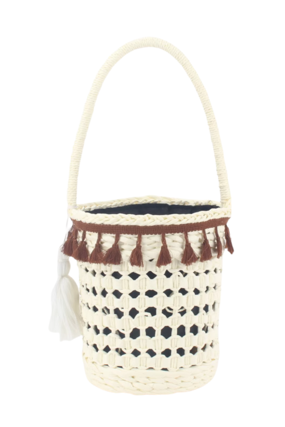 'Kyra' Straw Woven Tassel Bucket Bag (3 Colors)