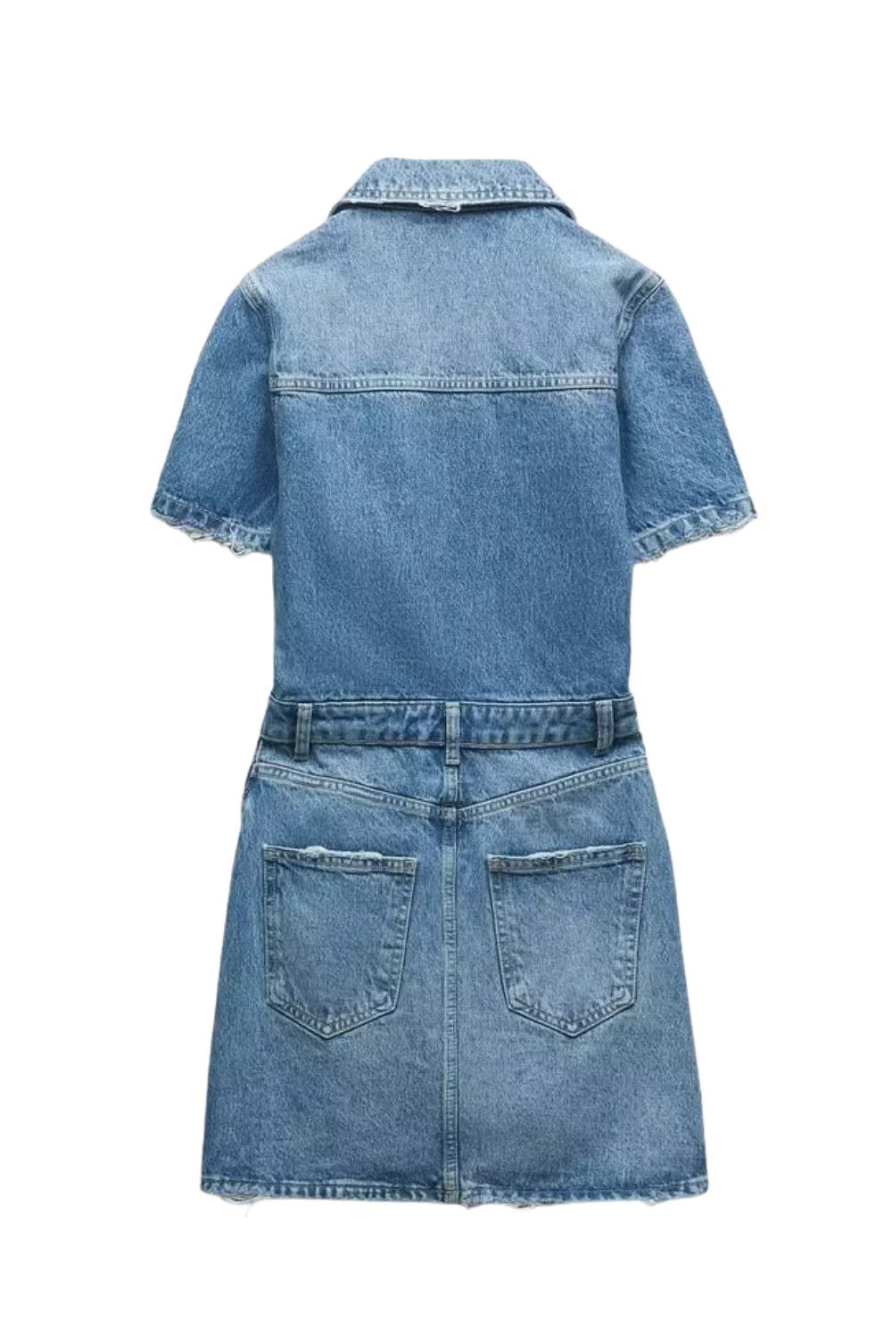 'Evelyn' Ripped Denim Shirt Dress