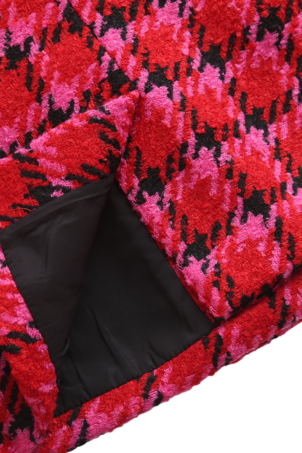 'Stella' Red Plaid Oversized Tweed Blazer