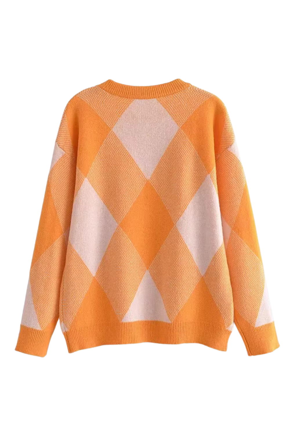 'Odette' Round-neck Argyle pattern Sweater