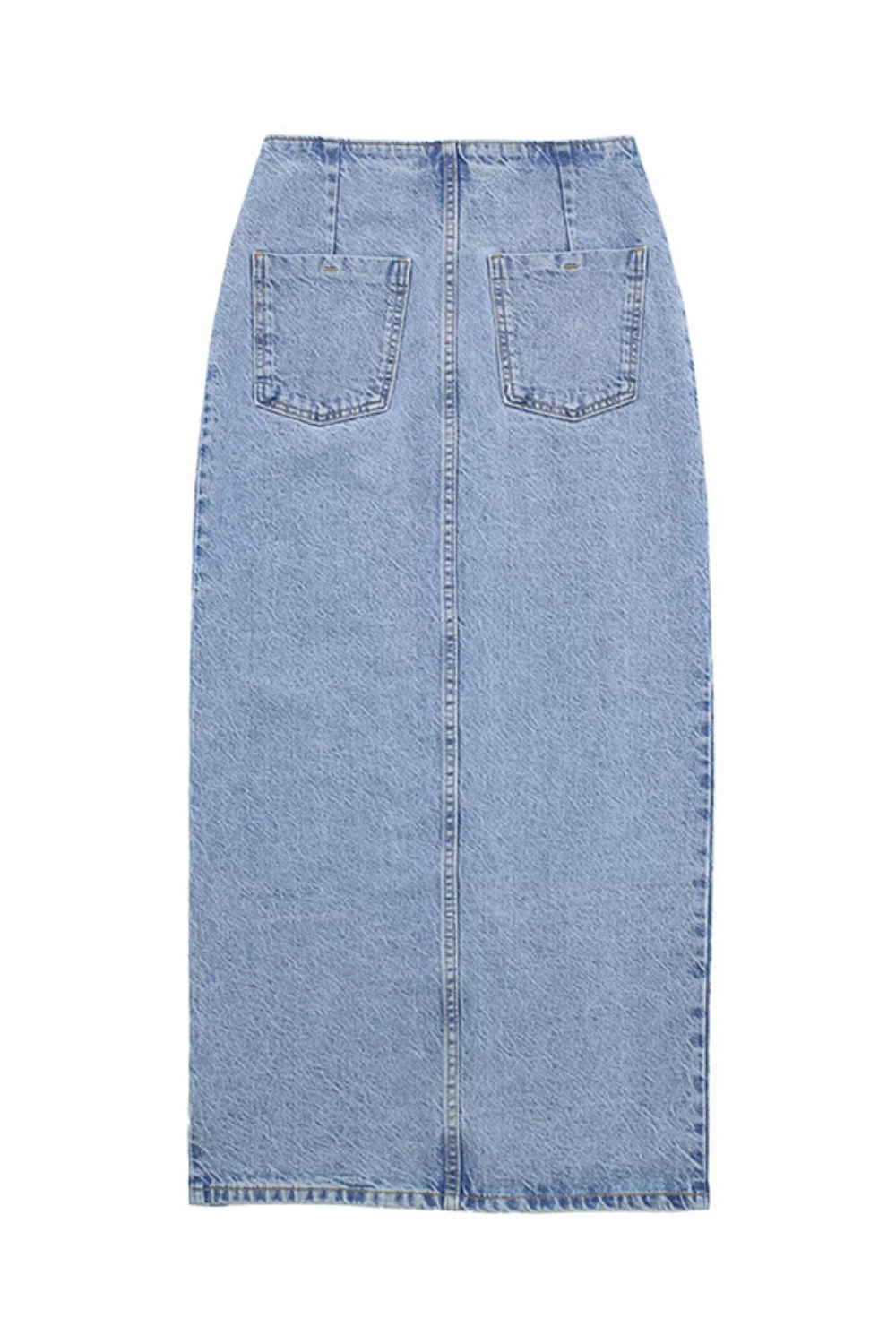 'River' High Waist Denim Front Slit Skirt