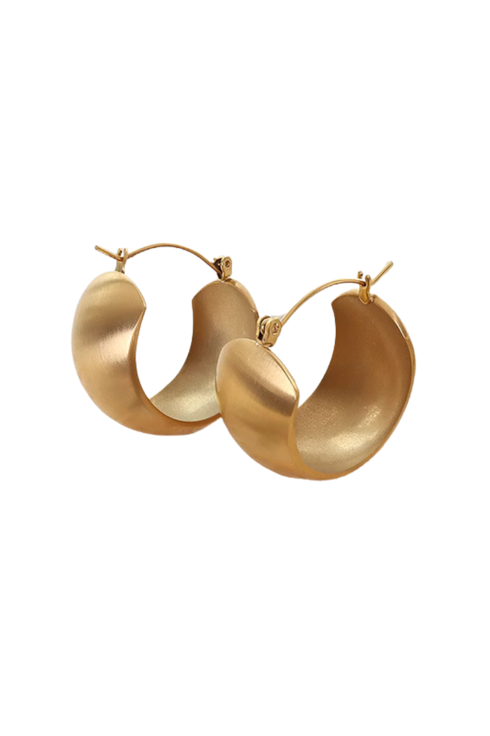 'Yasmin' Brushed Matte Texture Wide Hoop Earrings