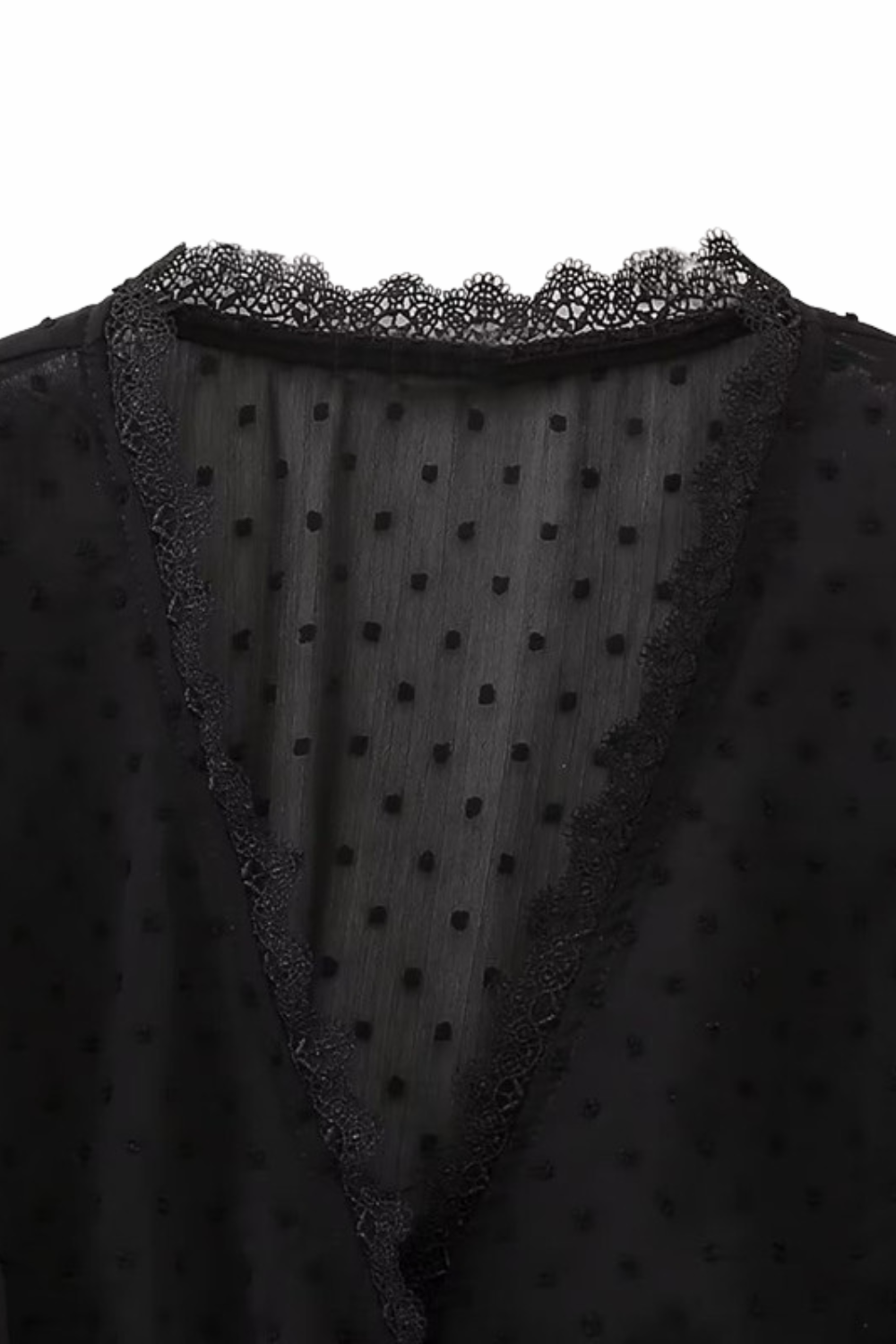 'Hilda' V-Neck Polka Dot Sheer Blouse Top