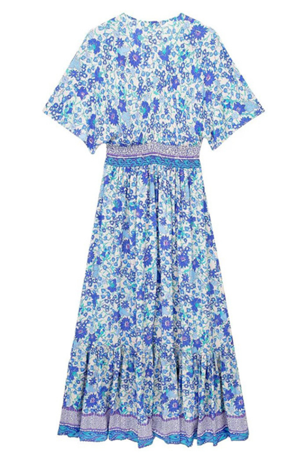 'Helena' Floral Deep V-Neck Chiffon Dress