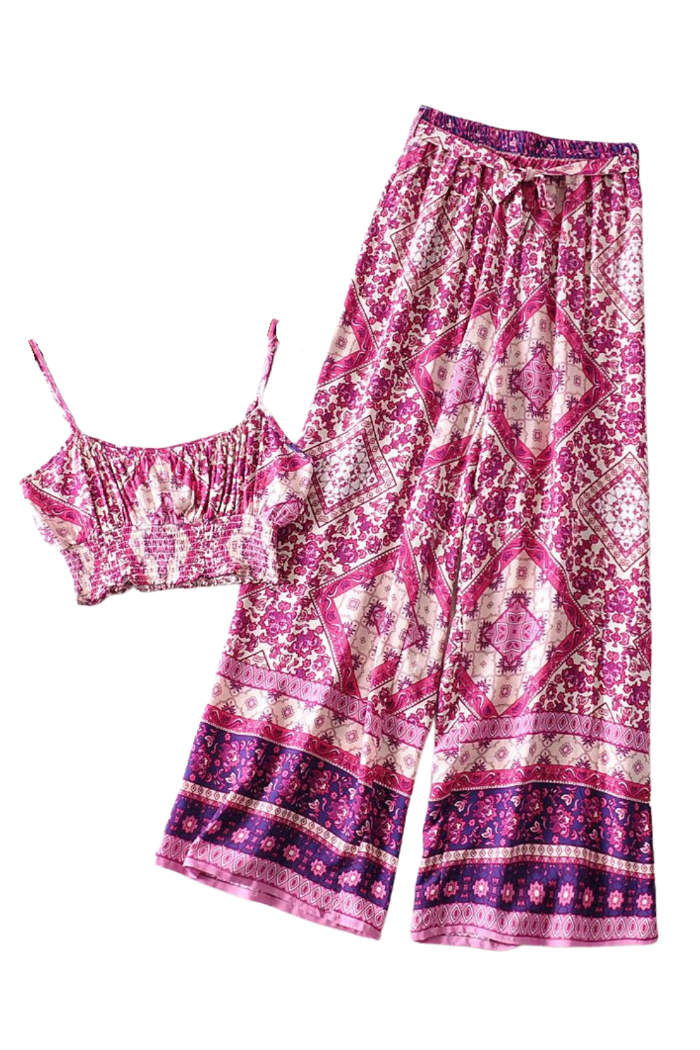 'Wynne' Printed Sleeveless Top & Wide-Leg Pants (3 Colors)