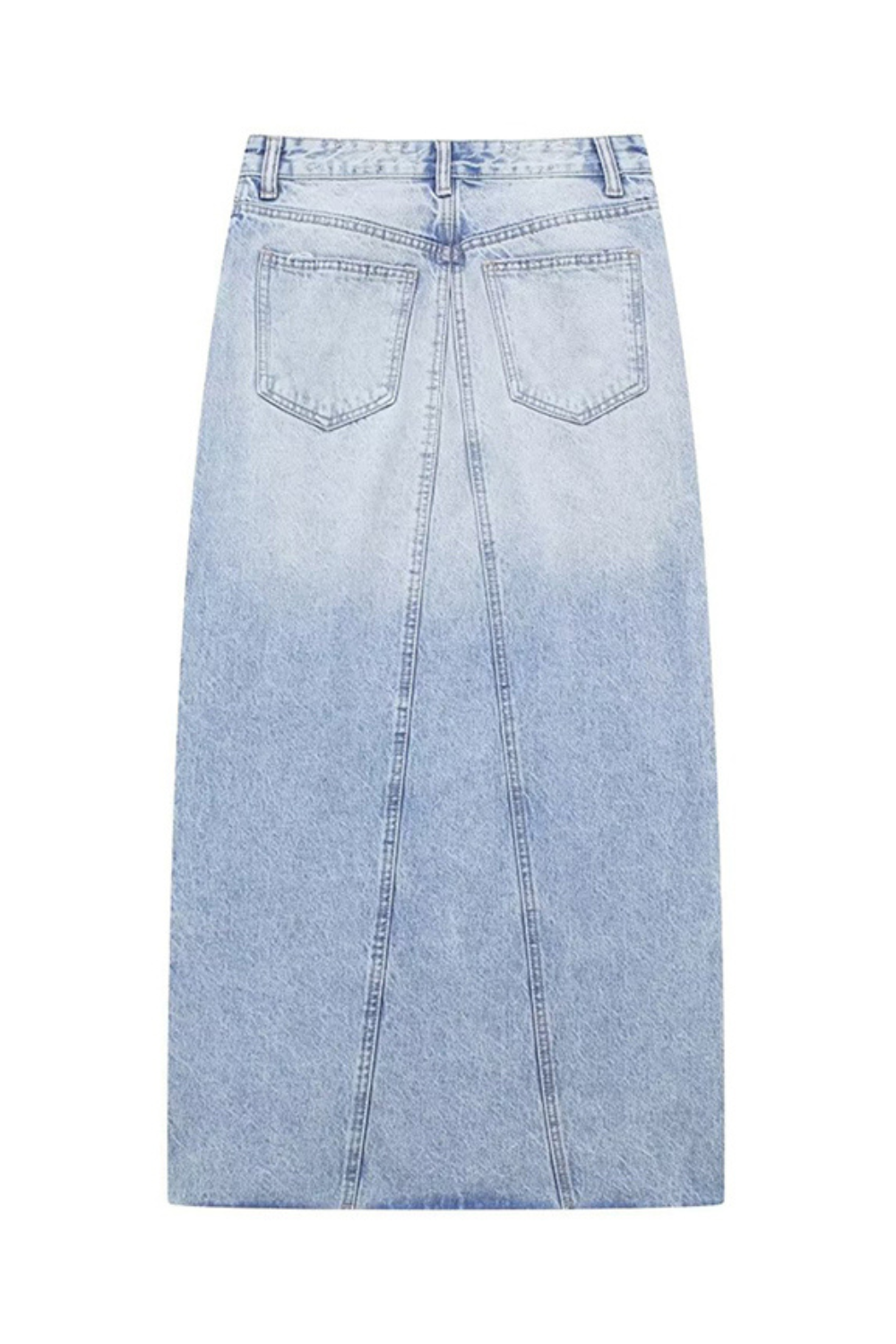 'Lexi' High Waist Washed Denim Front Slit Skirt