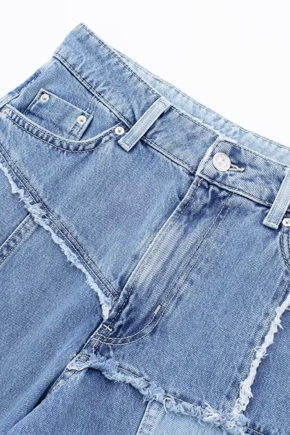 'Josie' High-Waist Patchwork Denim Jeans