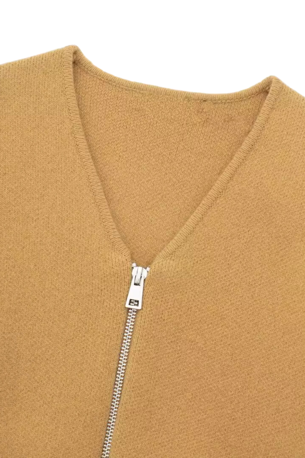 'Ynez' V-Neck Full Zipper Knitted Bomber Jacket