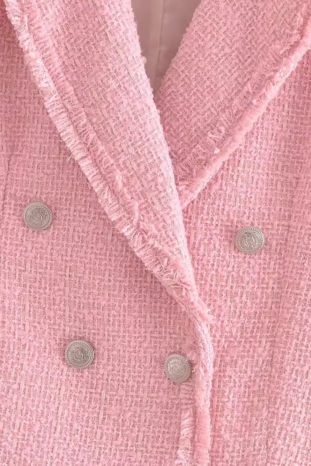 'Isabelle' Double-Breasted Tweed Short Jacket