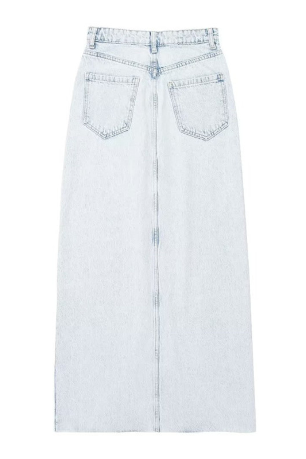 'Kate' High Waist Front Slit Denim Long Skirt