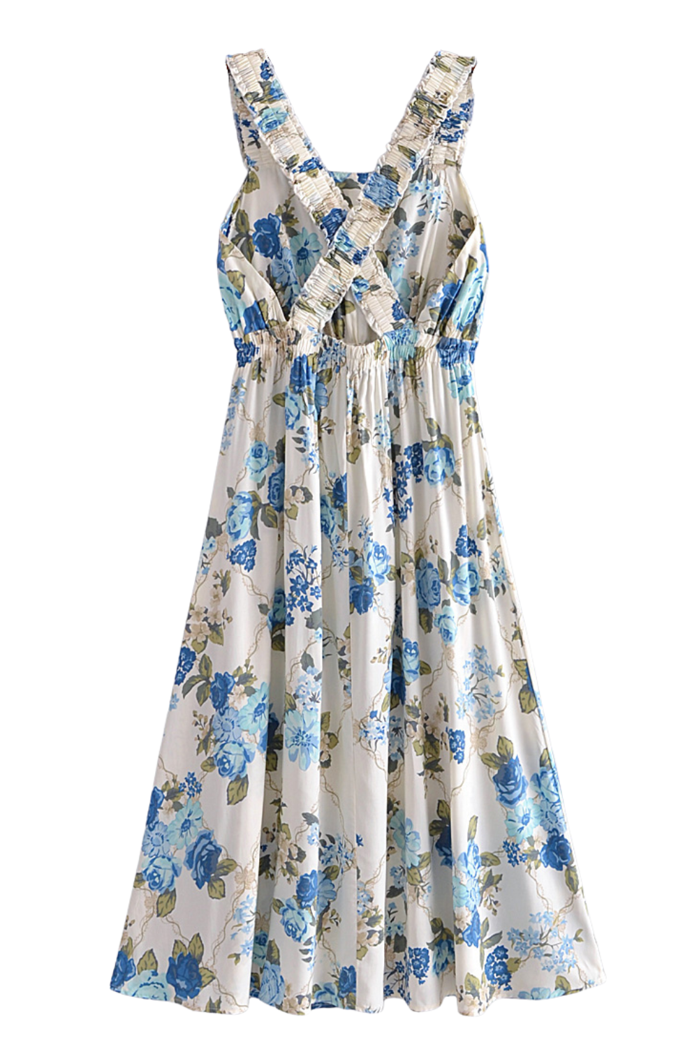 'Quincy' Floral Sleeveless V-Neck Midi Dress
