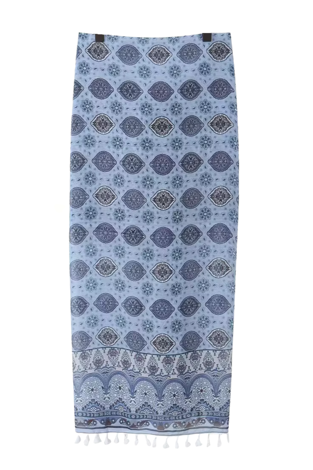 'Neena' Knotted Paisley Tassel Midi Sarong Skirt