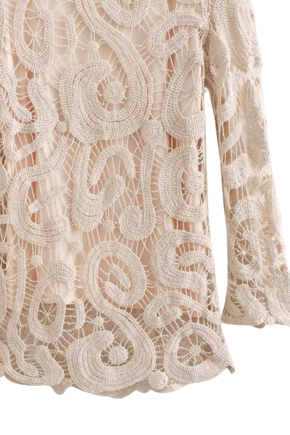 'Caroline' Round-Neck Crochet Knit Dress