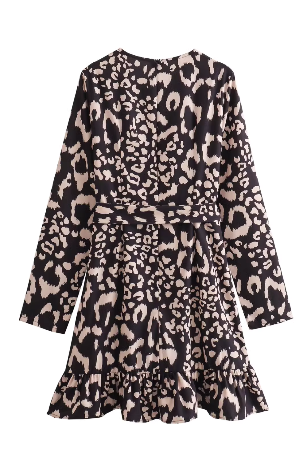 'Andrea' Leopard Print Long Sleeved Dress