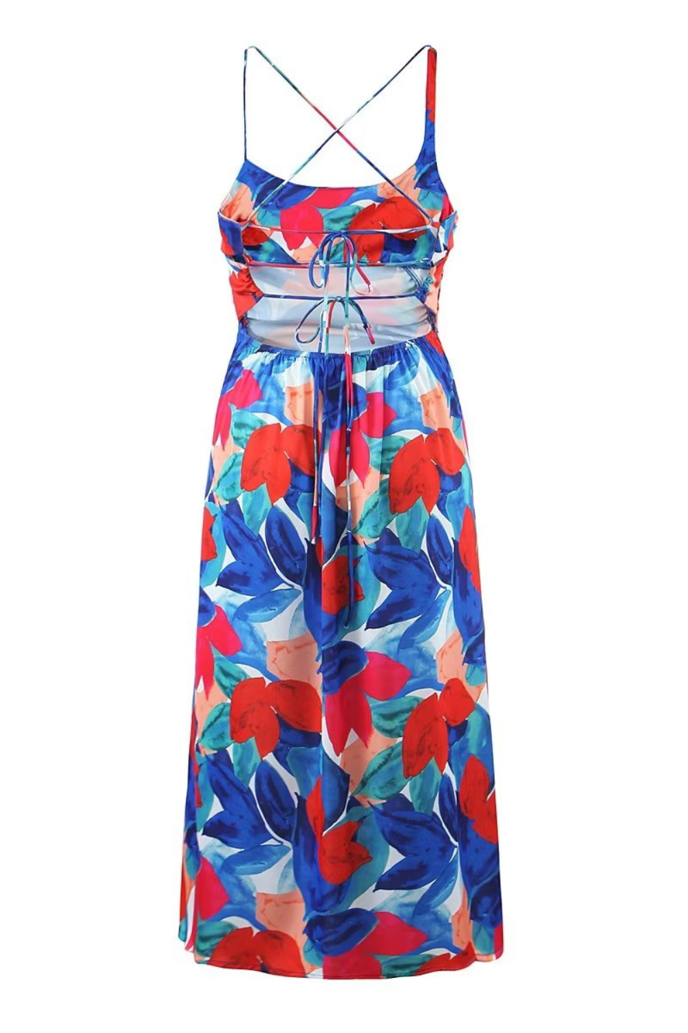 'Elaine' Floral Sleeveless Backless Strap Dress