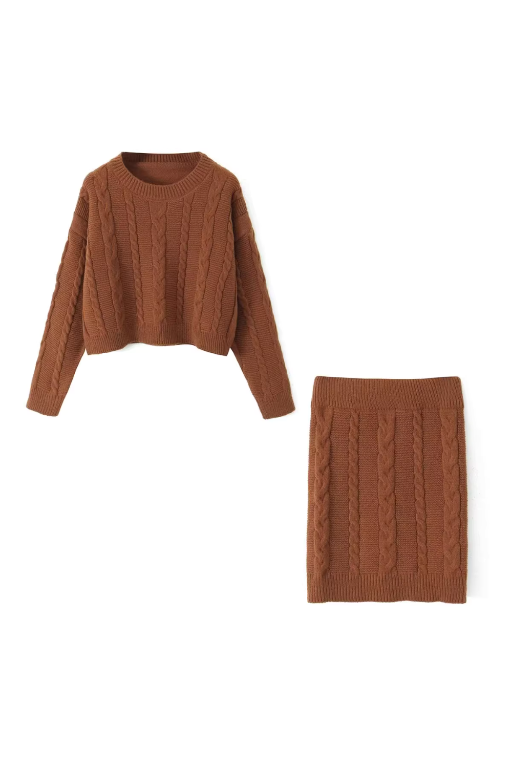 'Honora' Cable-Knit Sweater Skirt Set (2 Colors)