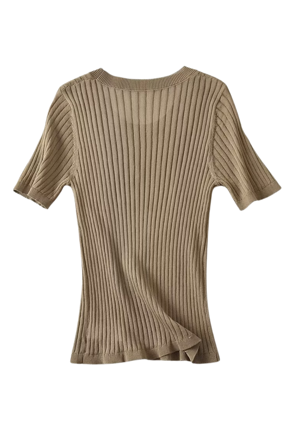 'Tinley' Round-Neck Knit Rib T-Shirt Top (2 Colors)