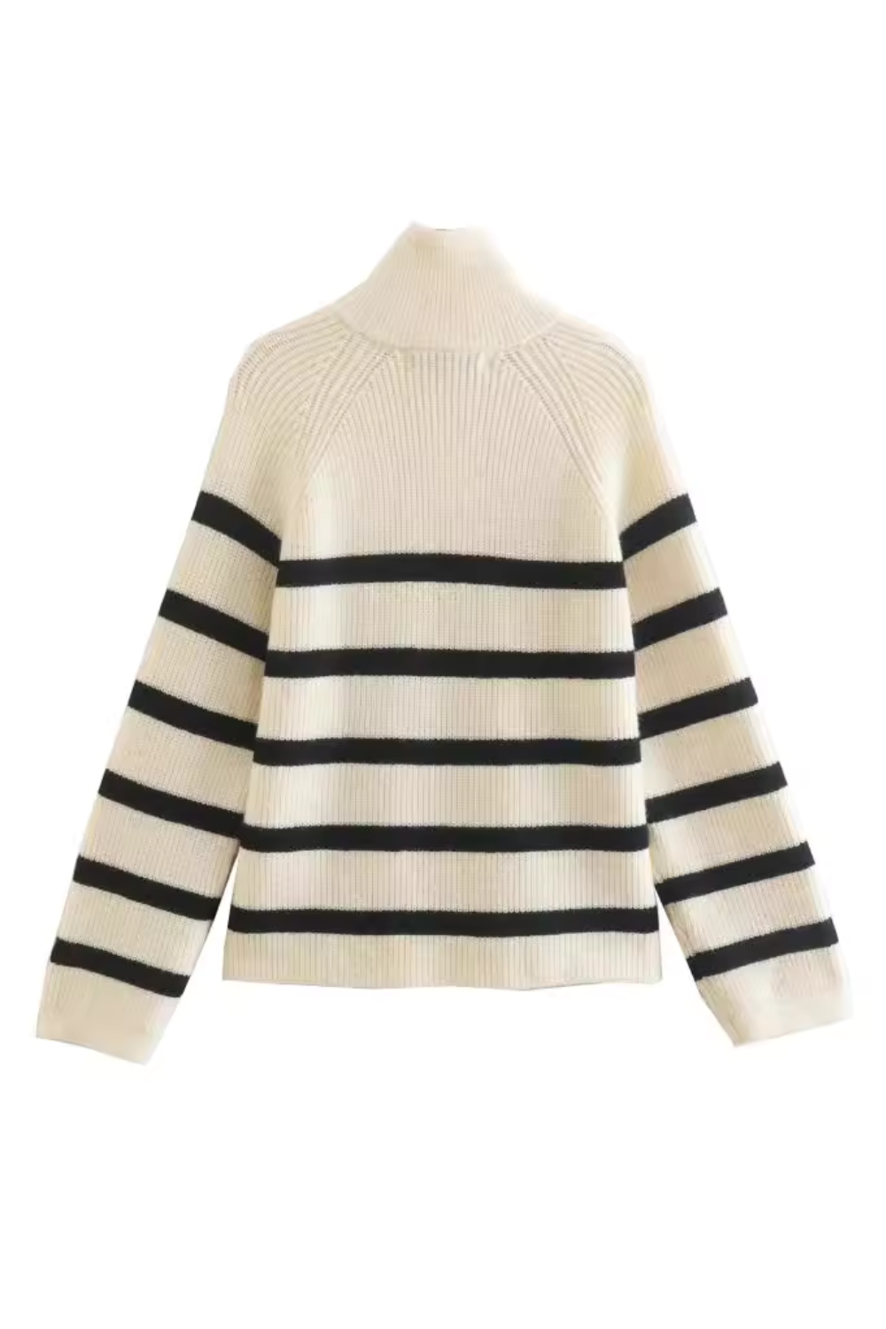 'Vianna' Slanted Zipper Closure Striped Sweater