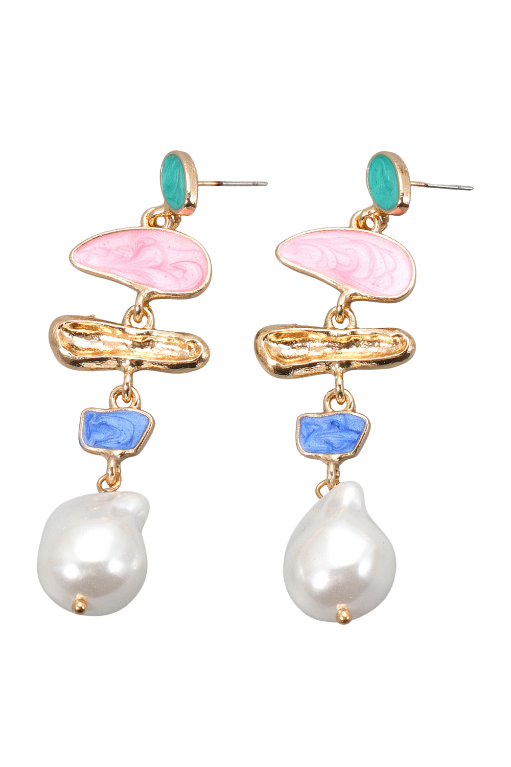 Abnormal Shpae Zinc Alloy Synthetic Pearl Dangle Earrings
