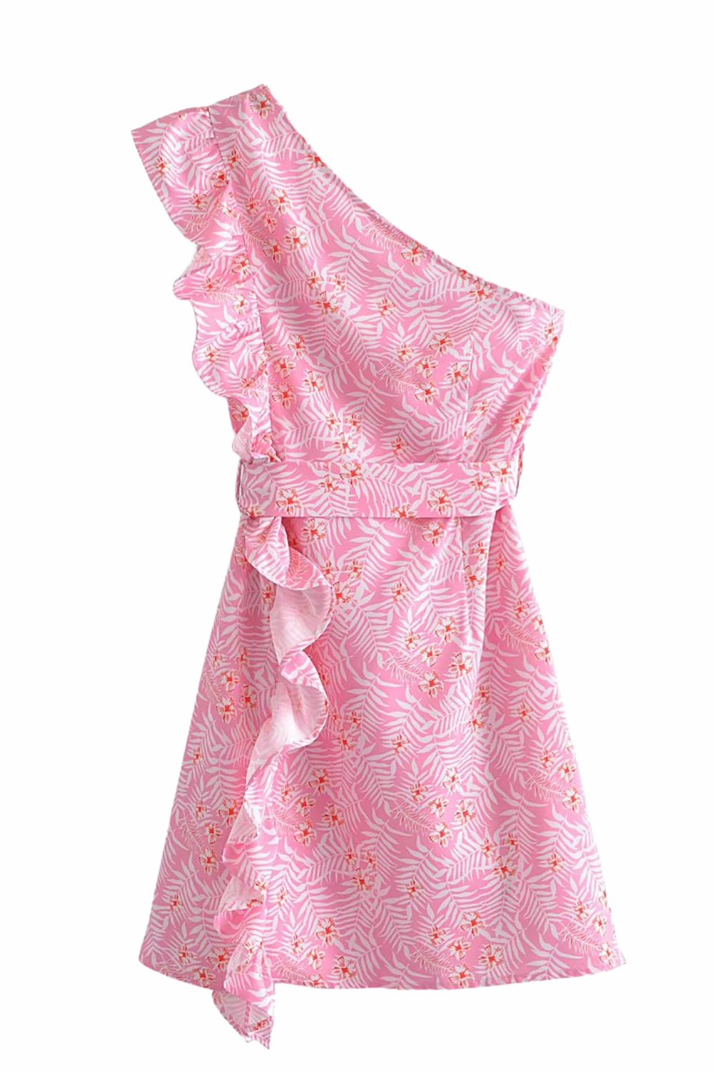 'Zola' Floral One Shoulder Ruffle Dress