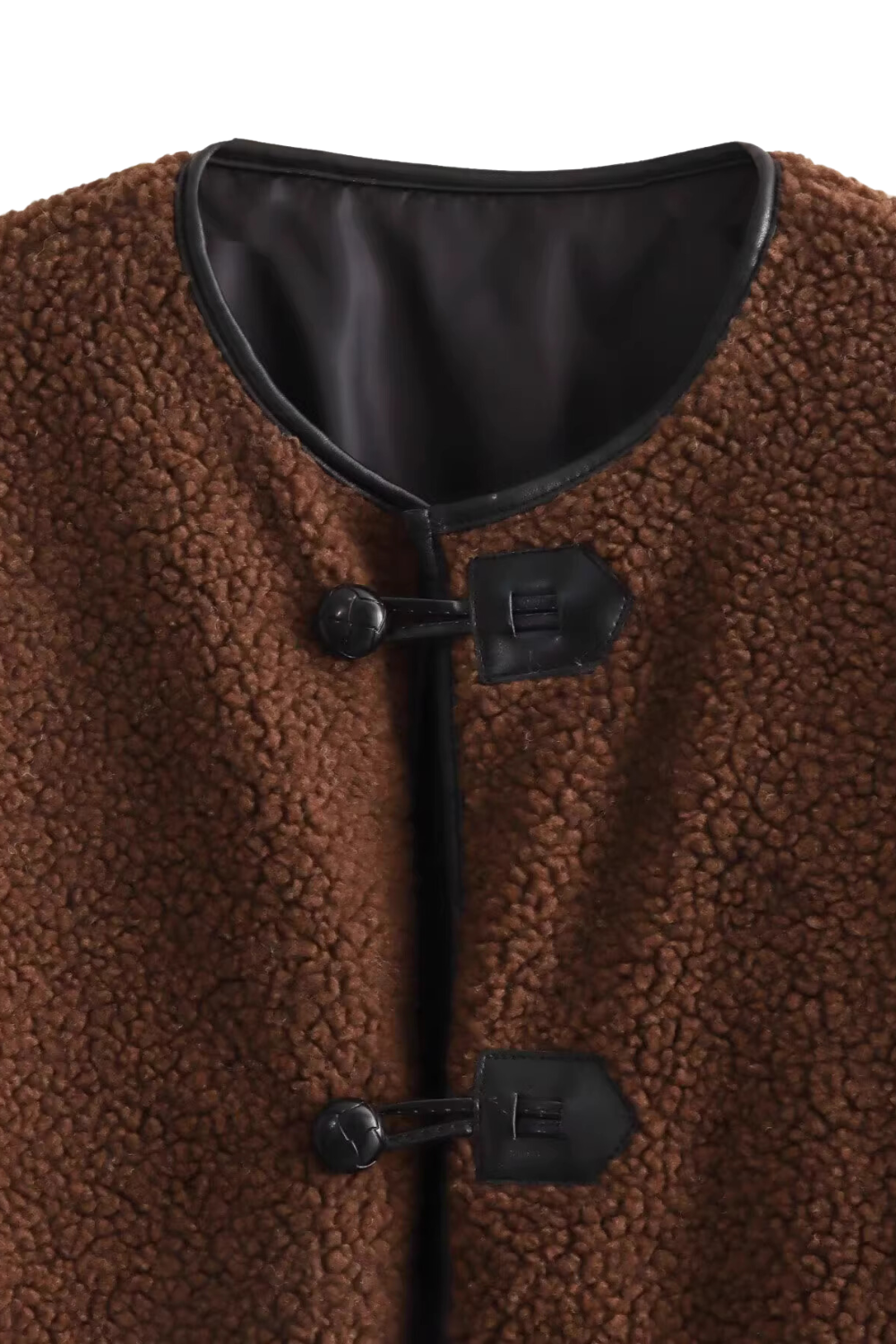 'Paula' Round Neck Sherpa Loose Jacket (2 Colors)