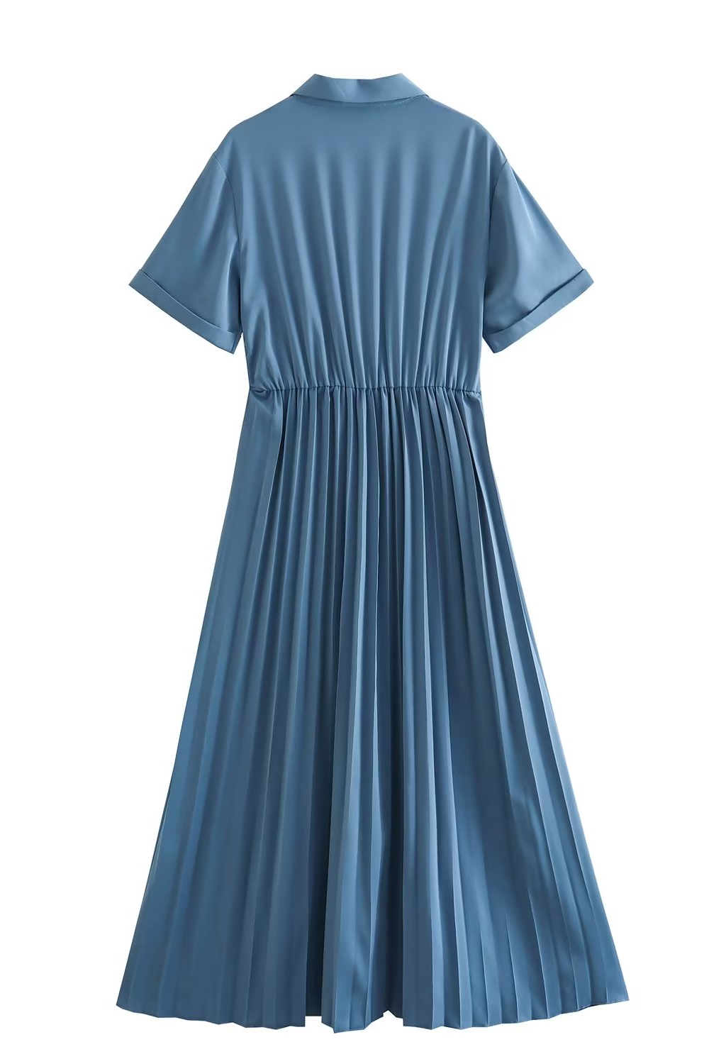 'Izabell' Collared V-Neck Pleated Dress