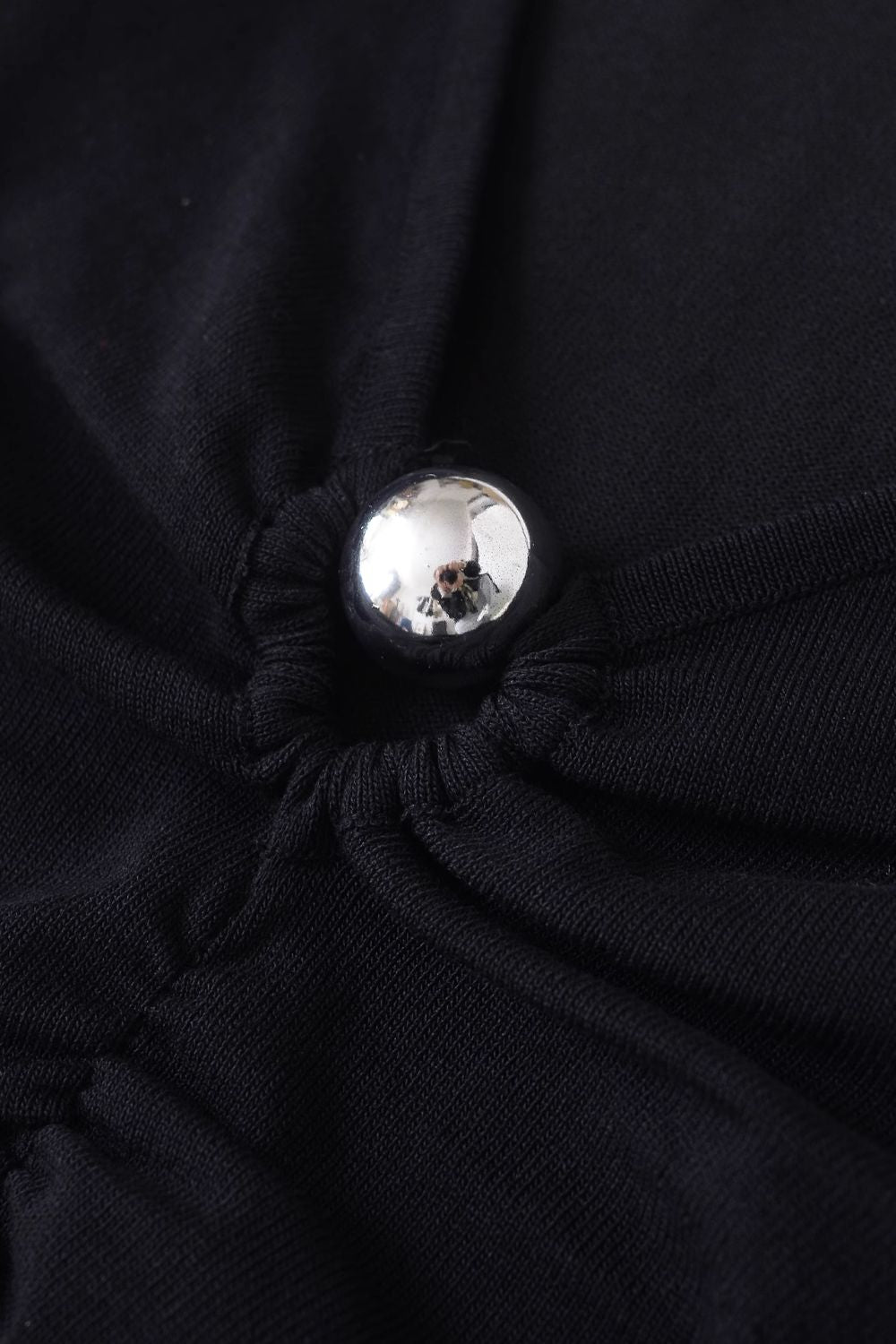 'Matilda' Pleated V-Neck Knit Top with Beaded Detail