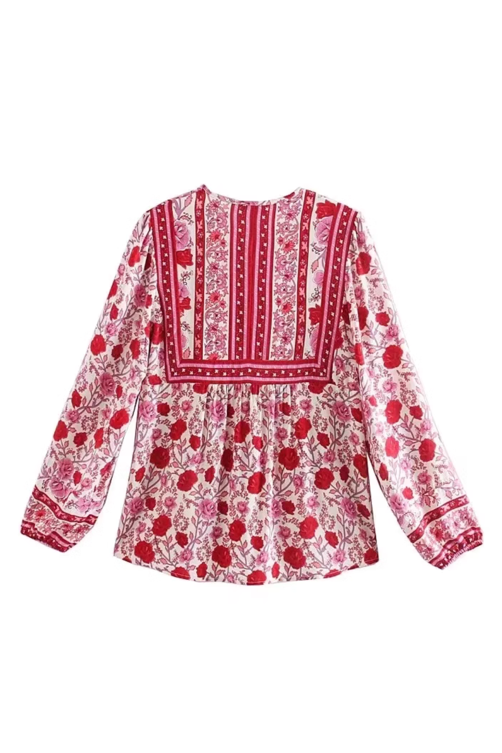 'Valentina' Floral V-Neck Long Sleeve Blouse Top (2 Colors)