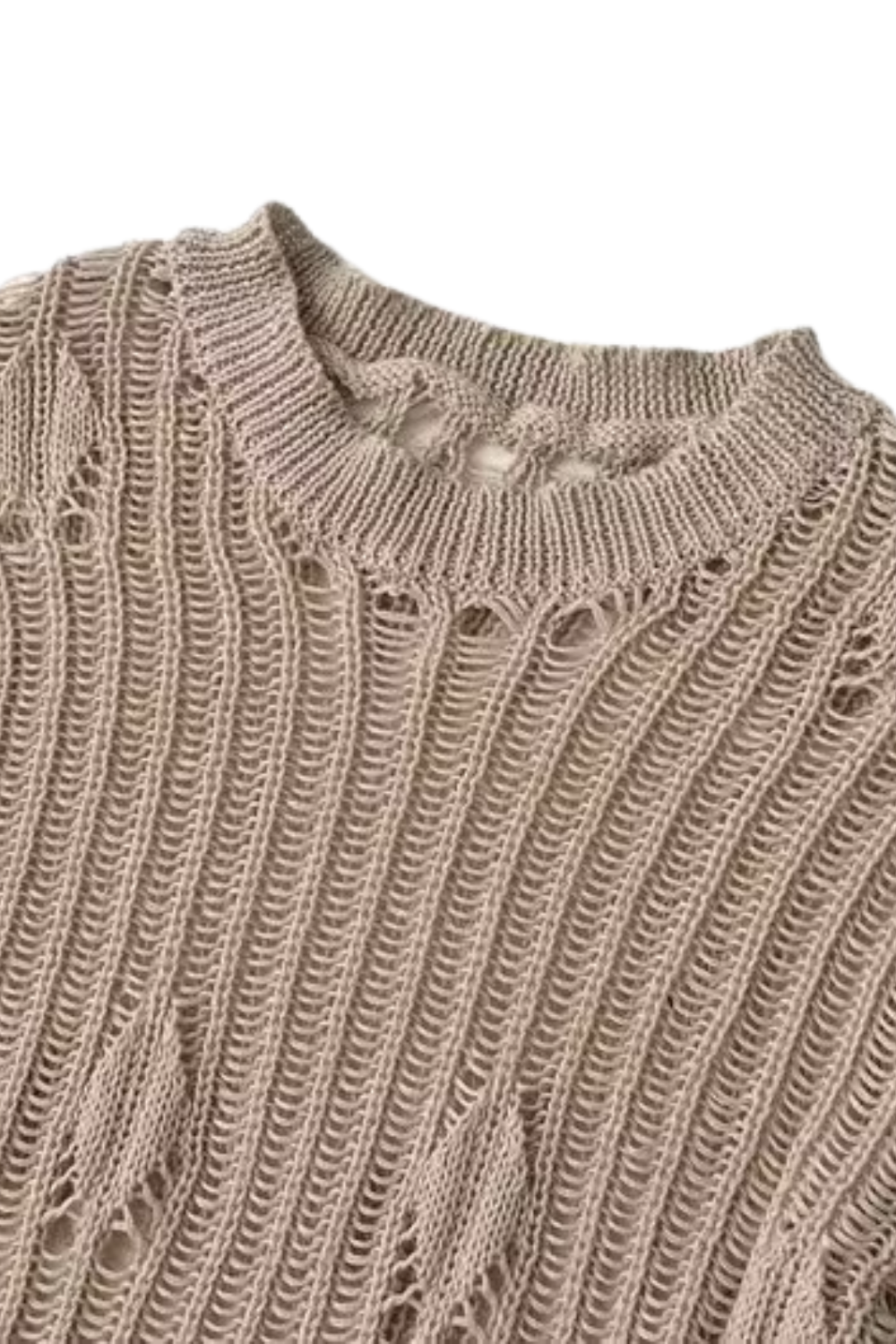 'Sofia' Round-Neck Mesh Knitted Sweater
