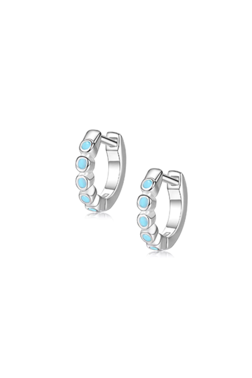 'Nori' Inlaid Gem Stones Sterling Silver Hoop Earrings (3 Colors)
