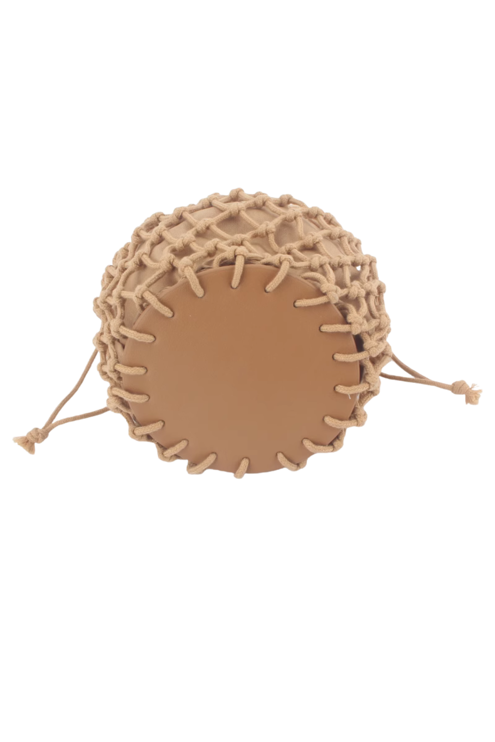 'Raquel' Rattan Handle Woven Net Bag (2 Colors)