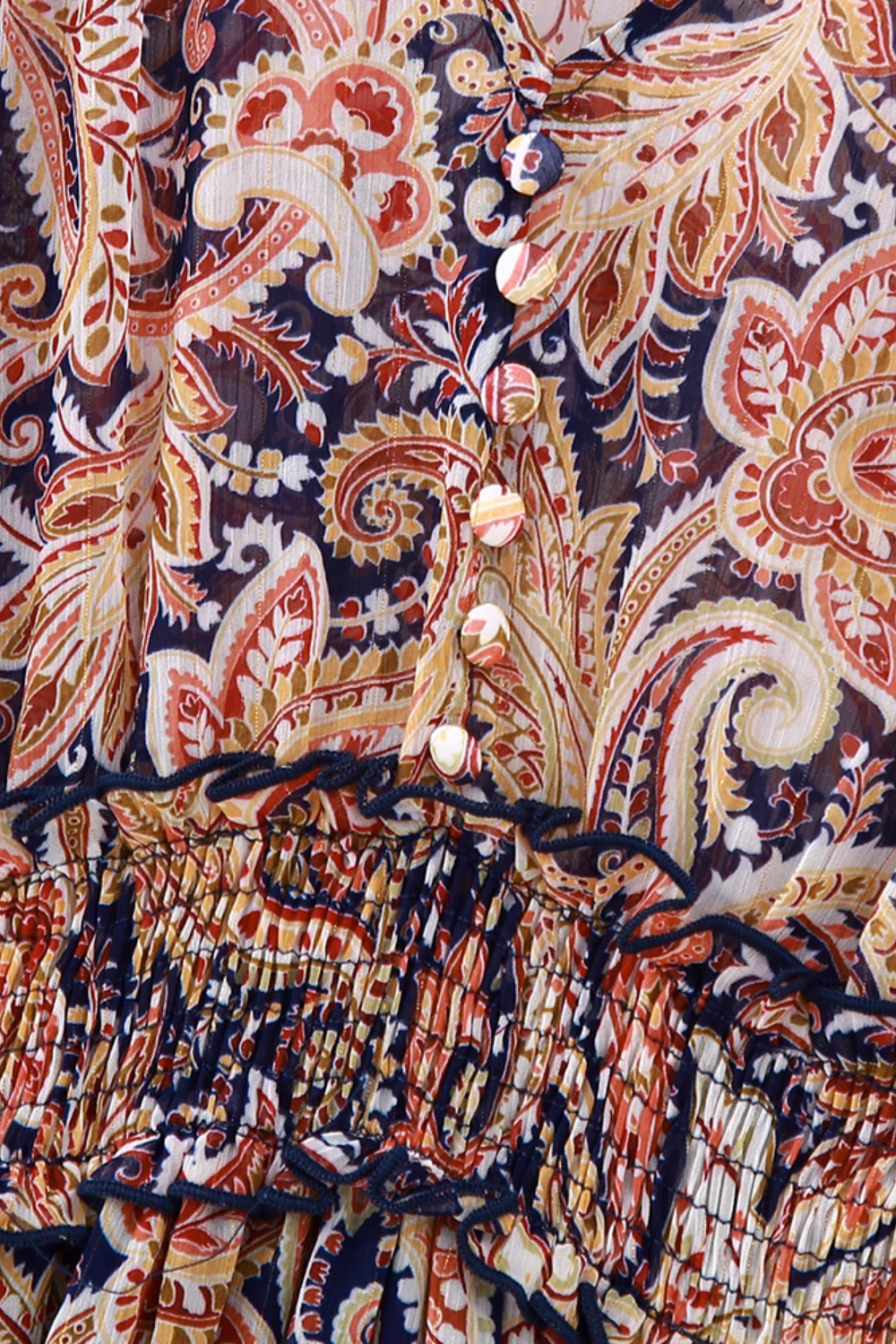 'Felipa' V-Neck Paisley Pattern Mini Dress